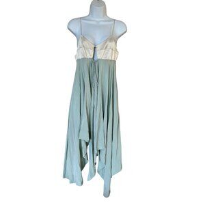 Alexander Wang silk slip dress handkerchief skirt green cream 8 M